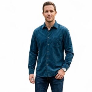 Joseph Abboud Blue Corduroy Long Sleeve Button Down Shirt XL